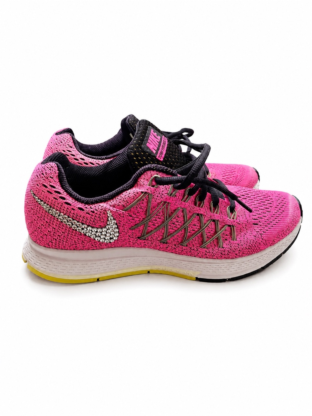 Nike Zoom Pegasus Pink Running Shoes Crystal Rhinestone Swoosh